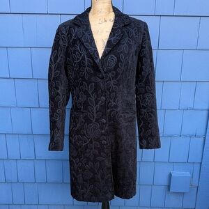 Giacca Black Floral couch fabric tapestry Women's coat jacket large